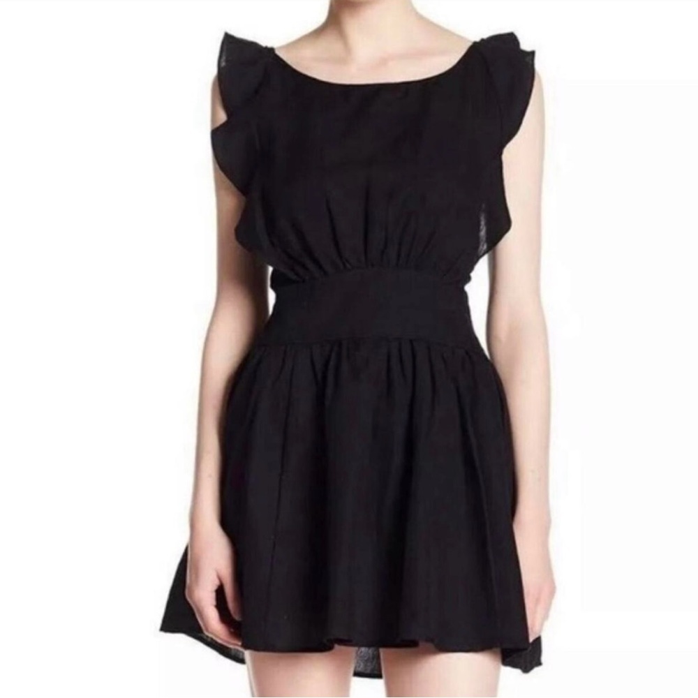 NWT Free People sz XS Chic Black Ruffle Sleeve Dress